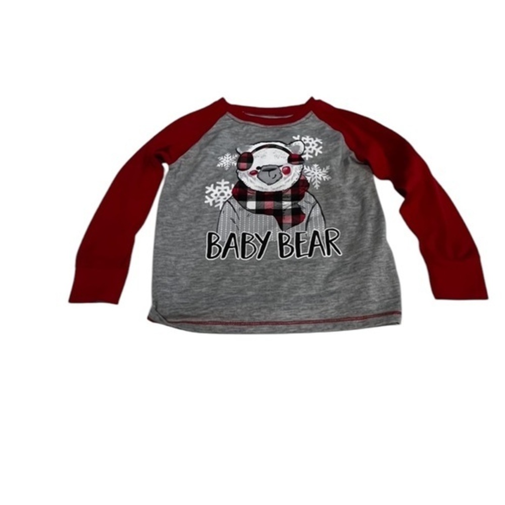 Baby Bear Kids Raglan Shirt - Red & Gray 3T